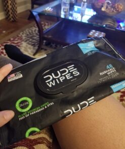 DUDE Wipes - Flushable Wipes Stocking Stuffers - 1 Pack, 48 Wipes - Unscented Extra-Large Adult Wet Wipes - Vitamin-E & Aloe for at-Home Use - Septic and Sewer Safe Fragrance Free 48 Count (Pack of 1) 34 7191E3db4hL