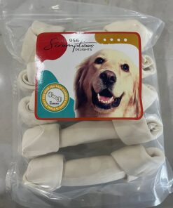 Grand Valley Pet Products 8-9" Natural Flavor Dog Rawhide Chewsomes Knotted Bones (5 Pack) - Rawhide Bones for Large Dogs - 100% USA-Sourced Rawhide - Single Ingredient - Dental Dog Chew Rawhides Natural - 5 Pieces 32 7192DBPGOFL