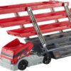 Hot Wheels Playset with Hw MEGA Hauler Toy Truck & 1:64 Scale Car, Stores 50+ Vehicles, Expands to 6 Levels red