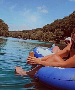 Intex River Run II Model 58837EP 18 Gauge Lightweight Durable Water Tube Float Raft Lounger with Built in Cooler and Cup Holder 2 Pack 25 719442XuDfL