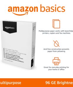 Amazon Basics Multipurpose Copy Printer Paper, 20 Pound, White, 96 Brightness, 8.5 x 11 Inch, 1 Ream , 500 Sheets Total 1 Ream | 500 Sheets 27 7194wn1xTZL