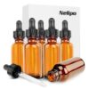 Nelipo 1oz Amber Glass Bottles for Essential Oils with Glass Eye Dropper - Pack of 6 6 Pack