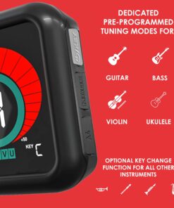 Alternative view of KLIQ UberTuner - Professional Clip-On Tuner for All Instruments (multi-key modes) - with Guitar, Ukulele, Violin, Bass & Chromatic Tuning Modes (also for Mandolin and Banjo) Black