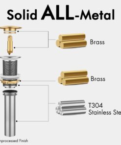 KES Bathroom Sink Drain without Overflow Vessel Sink Lavatory Vanity Pop Up Drain Stopper Oil Rubbed Bronze Finish, ALL Metal Rustproof Brass and 304 Stainless Steel, S2008D-ORB NO Overflow, 1 Pack 24 71978dXvbL