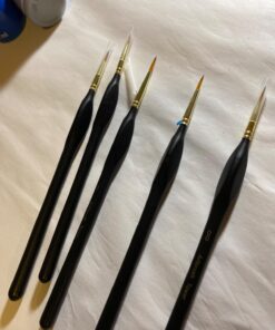 Micro Detail Paint Brush Set - Triangular Wooden Handle, 5 Size Miniature Paint Brush for Artists, Modellers, Enamel, Warhammer 40k 16 7197DKTWTAL