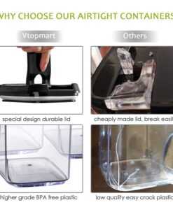 Alternative view of Airtight Food Storage Containers, Vtopmart 7 Pieces BPA Free Upgraded Plastic Canisters with Improved Durable Lids - for Kitchen Pantry Organization and Storage - Include 24 Labels,Matt black