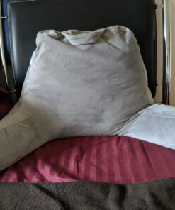 LINENSPA Reading Pillow with Shredded Memory Foam- Back Pillow for Sitting in Bed, Reading, Gaming, Watching TV – Chair Pillow with Arms, Dorm Room Essentials, Stone Standard 47 7198iHp1rPL