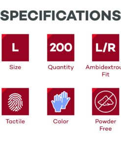 Dealmed Medical Exam Nitrile Gloves– 200 Count, Disposable Non-Irritating Latex Free Multi-Purpose Use for a First Aid Kit and Facilities, Large Large (Pack of 200) Purple (Pack of 1) 15 7199lpTcM4S