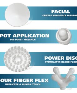 Wahl All Body Corded Light Soothing Vibratory Massager with 4 Attachment Heads - 2 Massaging Speeds - Massage Tools for Back Massage, Foot Massage, Neck Massage, and Leg Massage. - 4120-600 Grey 5 Piece Set 12 719AUgDFp8L