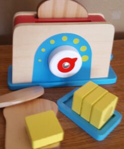 Melissa & Doug Bread and Butter Toaster Set (9 pcs) - Wooden Play Food and Kitchen Accessories 20 719BLenPpkL 1