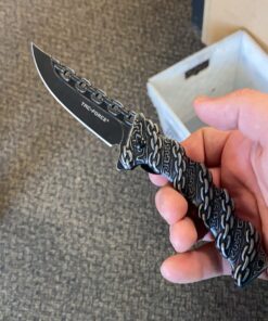 TAC FORCE Spring Assisted Folding Pocket Knife –Stonewashed Finish Stainless Steel Blade and Handle with Sculpted Chain Link Design, Includes Pocket Clip, Tactical, EDC, Rescue - TF-859 42 719CxeaIsmL