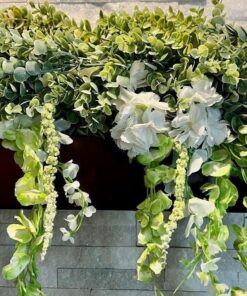 4Pcs 6.6Ft/Piece Artificial Flowers Silk Wisteria Garland-Dearhouse Artificial Wisteria Vine Rattan Silk Hanging Flower for Home Garden Outdoor Ceremony Wedding Arch Floral Decor (White) White 36 719Ed1mxjtL