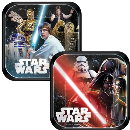 Amscan 541753.99 Star Wars™ Classic Square Plates, 7", 8 pcs, Party Favor