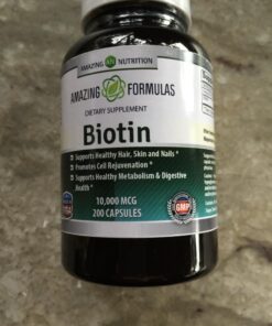 Amazing Formulas Biotin 10000mcg 200 Veggie Capsules Supplement | Non GMO | Gluten Free | Made in USA | Suitable for Vegetarians 200 Count (Pack of 1) 34 719I0lbAdML