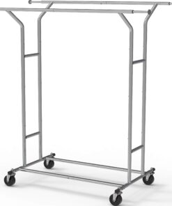 Alternative view of Simple Houseware Heavy Duty Double Rail Clothing Garment Rack, Chrome