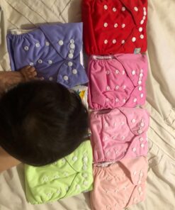 ALVABABY Baby Cloth Diapers 6 Pack with 12 Inserts Adjustable Washable and Reusable Pocket Diapers for Baby Girls 6BM88 Pure Color88 28 719IlPDONL