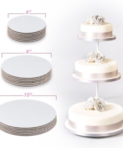 StarMar Set of 18 - Cake Board Rounds, Circle Cardboard Base, 6, 8 and 10-Inch. Perfect for Cake Decorating, 6 of Each Size 18 Pack 19 719JHtizPqL