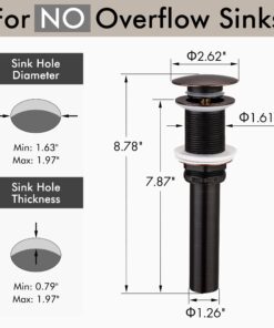 KES Bathroom Sink Drain without Overflow Vessel Sink Lavatory Vanity Pop Up Drain Stopper Oil Rubbed Bronze Finish, ALL Metal Rustproof Brass and 304 Stainless Steel, S2008D-ORB NO Overflow, 1 Pack 28 719Jd5uzk2L