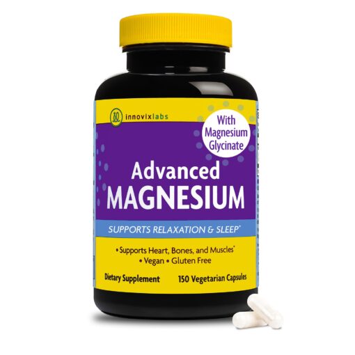 InnovixLabs Advanced Magnesium Capsules - 150 Ct, 210 mg - Chelated Magnesium Glycinate and Malate - High Absorption, Promotes Relaxation, Bones, Muscle Health, Vegan Magnesium Malate Sleep Supplement