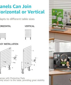 Alternative view of PEGZONE Clamp-on Desk Pegboard, Desk Accessories for Office Gaming Home, Magnetic Metal Peg Board with 10 Accessories, Privacy Panel for Office, Desk Organizer Set, 16.5" x 12.6", Medium, Black