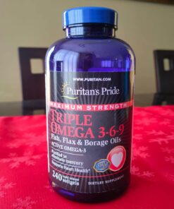 Puritan's Pride Triple Omega 3-6-9 Fish, Flax and Borage, supports healthy joints Yellow 240 Count (Pack of 1) 39 719MC65WUVL