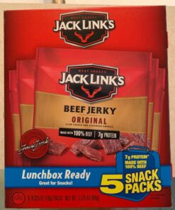 Jack Link's Beef Jerky, Original - Flavorful Meat Snack for Lunches, Ready to Eat - 7g of Protein, Made with Premium Beef - 0.625 Oz Bags (Pack of 5) 0.625 Ounce (Pack of 5) 26 719NAQmTu5L