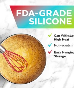 Silicone Whisk Set of 3 - Silicone Whisks for Cooking Non-Scratch - Silicone Whisk Set - Hand Whisk - Wisk - Metal Whisk - Small Whisk - Mini Whisk - Stainless Steel Whisk Multicolor 25 719NU3V42dL
