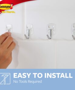 Command Small Wire Toggle Hooks, Damage Free Hanging Wall Hooks with Adhesive Strips, No Tools Wall Hooks for Hanging Christmas Decorations, 10 Clear Hooks and 12 Command Strips 10 Hooks 26 719NWbk54pL