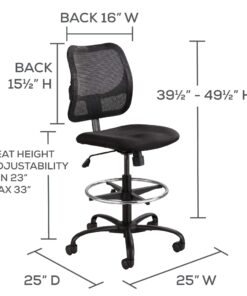 Safco Products 3397BV Rolling Chair, Extended Height, Black Vinyl Mesh, Adjustable Height, Supportive Back and Ergonomic Design, 250 lbs Weight Capacity - Office, Home & Kitchen Furniture Black Vinyl & Mesh 6 719NbdtXxKL