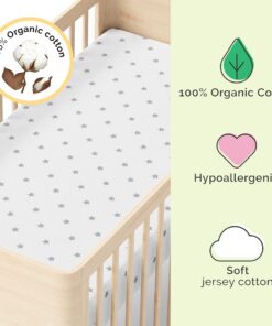 100% Organic Cotton Baby Crib Sheet (2 Pack) - Jersey Knit Soft Fitted Baby Sheet - Washable Crib Mattress Sheets for Baby Toddler Newborn Infant & Kids - Fits Standard Crib Toddler Mattresses 31 719OC352v L