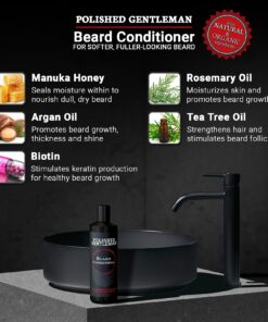 Polished Gentleman Beard Shampoo and Conditioner Set - Refreshing Beard Moisturizer & Mustache Softener - Beard Thickener with Tea Tree & Growth Oil - Paraben-Free & Sulfate-Free - Made by USA (4Oz) 4 Fl Oz (Pack of 2) 24 719Q4eCYcrL