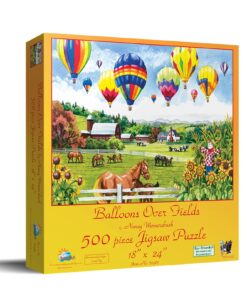 Alternative view of SUNSOUT INC - Balloons Over Fields - 500 pc Jigsaw Puzzle by Artist: Nancy Wernersbach - Finished Size 18" x 24" - MPN# 62967