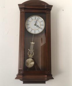 Pendulum Wall Clock Battery Operated - Large Hanging Grandfather Wall Clock with Pendulum - Quiet Wood Pendulum Clock - Wooden Wall Clock for Living Room Decor, Office & Home Décor Gift 27x11 Medium Wood 32 719R1iiFBvL 1