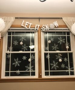Moon Boat 72pcs White Sparkling Snowflakes String & Sticker Window Clings Decal Christmas Decoration Hanging Xmas Ornaments 23 719RW9C60XL