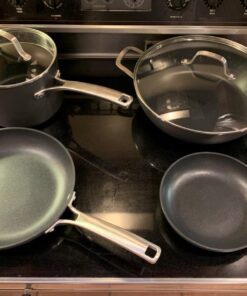 Calphalon Classic Hard-Anodized Nonstick Cookware Kitchen Essentials Set, 6-Piece Pots and Pans Set 6-Piece Nonstick w/ AquaShield™ 51 719RmNypfSL