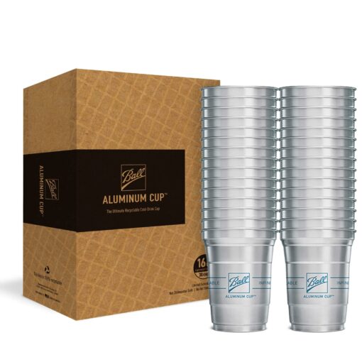 Ball Aluminum Cup Recyclable Party Cups, 16 oz. Cup, 30 Cups Per Pack 16 oz. Ball Logo 30-Count