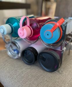 mDesign Plastic Free-Standing Stackable 3 Bottle Storage Holder Rack - Water, Wine, and Drink Organizer Shelf for Kitchen Countertop, Cabinet, Pantry, Fridge, Freezer, 4 Pack - Clear Pack of 4 37 719TRAQmeNL