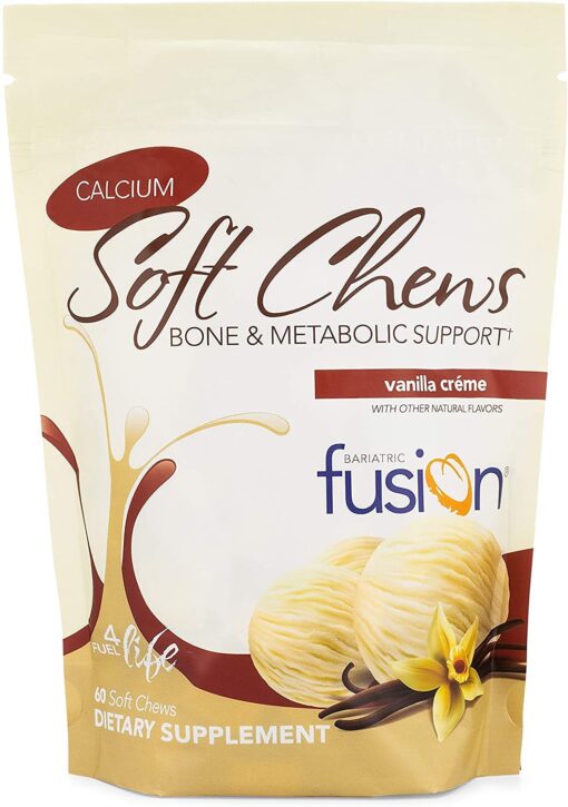 Bariatric Fusion Calcium Citrate & Energy Soft Chew Bariatric Vitamin | Vanilla Flavored | Sugar Free | Bariatric Surgery Patients Including Gastric Bypass and Sleeve Gastrectomy | 60 Count Vanilla Creme