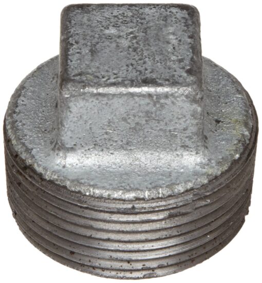 Anvil 8700159703, Malleable Iron Pipe Fitting, Square Head Plug, 1/8" NPT Male, Galvanized Finish 1/8 Inch