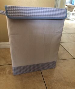 BirdRock Home Baby Clothes Hamper with Lid - Folding Cloth Hamper with Handles - Dirty Clothes Sorter Bin - Easy Storage - Collapsible - Blue and White Blue & White 18 719VIbIkkSL