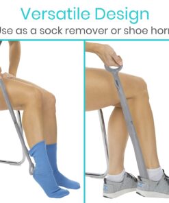 Vive Long Handled Shoe Horn (23 Inch) - Plastic Shoehorn for Men, Women and Kids - Adjustable Extended Reach Assist - Senior Gray 17 719VXJzDR8L