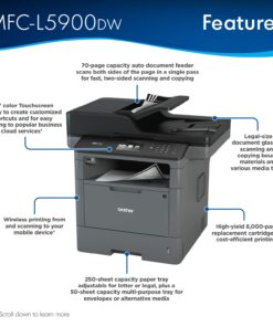Alternative view of Brother Monochrome Laser Printer, Multifunction Printer, All-in-One Printer, MFC-L5900DW, Wireless Networking, Mobile Printing & Scanning, Duplex Print, Copy & Scan, Amazon Dash Replenishment Ready MFCL5900DW Printer