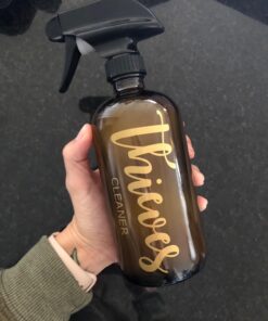 Empty Amber Glass Spray Bottle - Large 16 oz Refillable Container is Great for Essential Oils, Homemade Cleaning Products, Aromatherapy - Durable Black Trigger Sprayer w/ Mist and Stream Setting 44 719WfFJhZuL