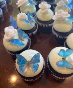 Sugar Robot Inc. Edible Butterflies Small Premium Crafted Made in the USA Cake and Cupcake Toppers, Decoration (Blue) Blue 31 719XtpCZmL