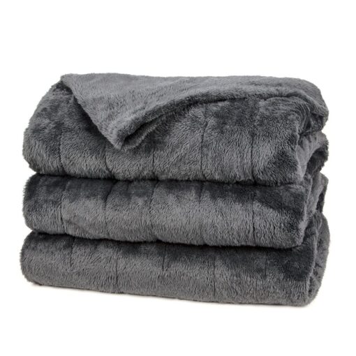 Sunbeam Velvet Plush Heated Throw (Slate) 50" x 60" 3-Heat Setting with 3 Hour Auto Off