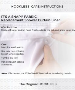 Title: Hookless® It’s A Snap!® Fabric Snap-In Shower Curtain Liner, Water-Repellant, Easy Install, White Color 70 x 54in 24 719Z2RkL