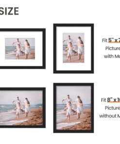 upsimples 8x10 Picture Frame, Display Pictures 5x7 with Mat or 8x10 Without Mat, Wall Hanging Photo Frame, Black, 1 Pack 24 719ZbD8C AL