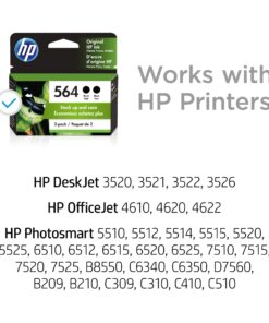 HP 564 | 2 Ink Cartridges | Black | Works with HP DeskJet 3500 Series, HP OfficeJet 4600 5500 C6300 6500 7500 Series, B8550, D7560, C510, B209, B210, C309, C310, C410, C510 | CB316WN 6 719aDvdvD8L