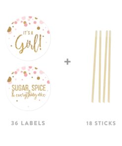 Alternative view of Andaz Press Blush Pink Gold Glitter Girl Baby Shower Party Collection, Round Cupcake Topper DIY Party Favors Kit, 20-Pack Cupcake Topper Round