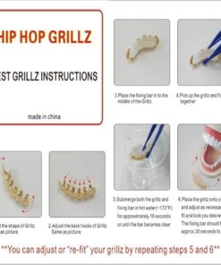 24K Gold Plated Hip Hop Punk Custom Fit Teeth Grillz Caps Top & Bottom Grill Set Removable 3 719aafvtDkL